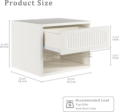 Floating Nightstands with Drawer Set of 2, Modern Wall Mounted Bedside Tables - Image 2