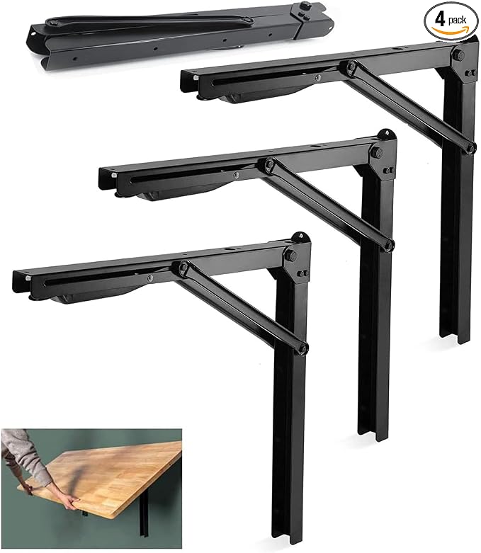 Wallmaster 24inch Folding Shelf Brackets Garage Heavy Duty Steel Max Load 500lb by Wallmaster