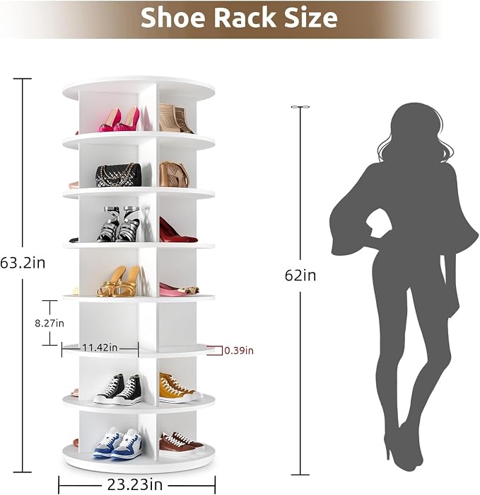 Rotating Shoe Rack 7 Tier Spinning Shoes Organizer Tower - Image 3