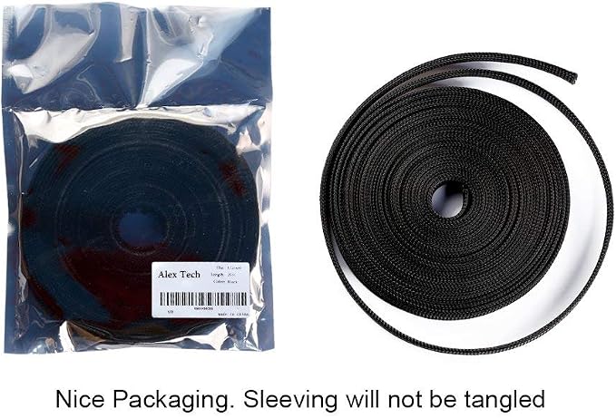 25ft - 3/4 inch PET Expandable Braided Sleeving – Black – Alex Tech Braided - Image 6