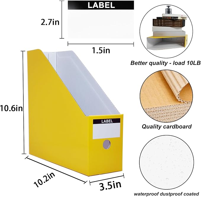 Limitliho 2 Pack Yellow Cardboard Magazine Holder - Image 2