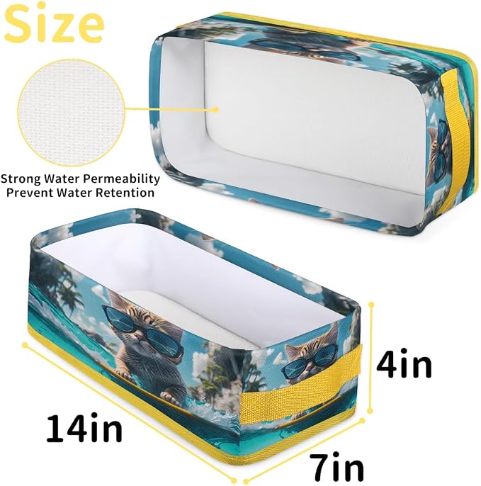 Cat Sunglasses Swim Bathroom Storage Basket, Foldable - Image 2
