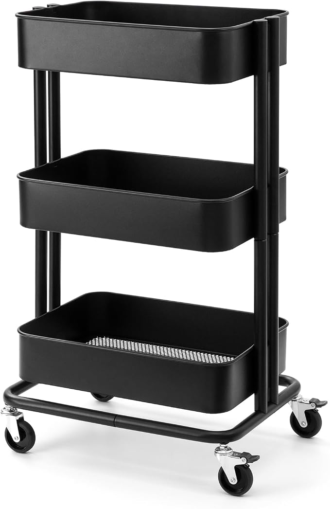 3 Tier Rolling Cart Metal Heavy Duty Utility Cart by CARTTECH
