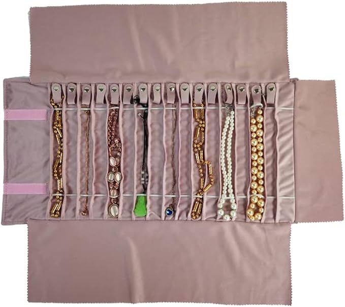 Portable Jewelry Roll Untangled Secure Necklace Travel Storage Bag Displays by SCIKHEFT