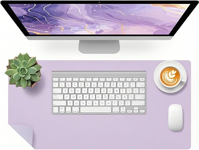 Bloss Purple Desk Mat, Double-Sided Leather Desk Pad, Desk Matt by Bloss