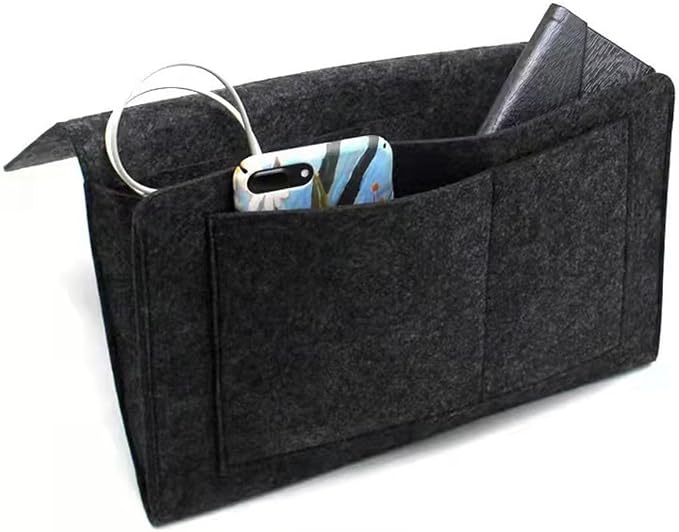 Bringsine 5 Pockets Bedside Caddy, Felt Bed Storage Organizer Hanging Bag Holder - Image 3