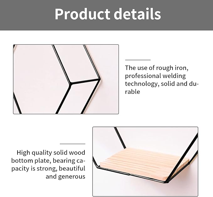 Wall Mounted Hexagonal Floating Shelves Black Set of 3 in Different Sizes - Image 4