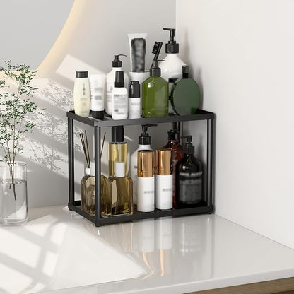 2 Tier Bathroom Counter Organizer, Rectangular Vanity Organizer Shelf, Skincare - Image 2