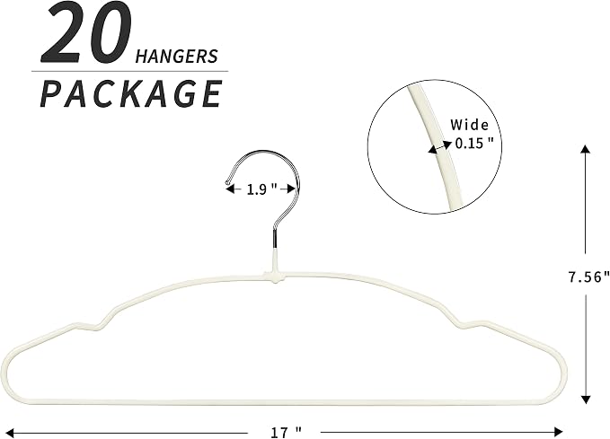 TOPIA HANGER Metal Hangers 20 Pack, Adult Clothes Hangers Space Saving & Non - Image 6