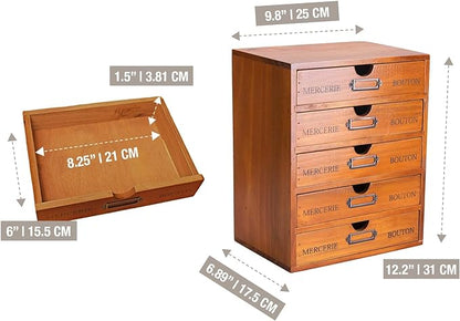 Vintage 5-Drawer Wooden Desk Organizer - Image 4