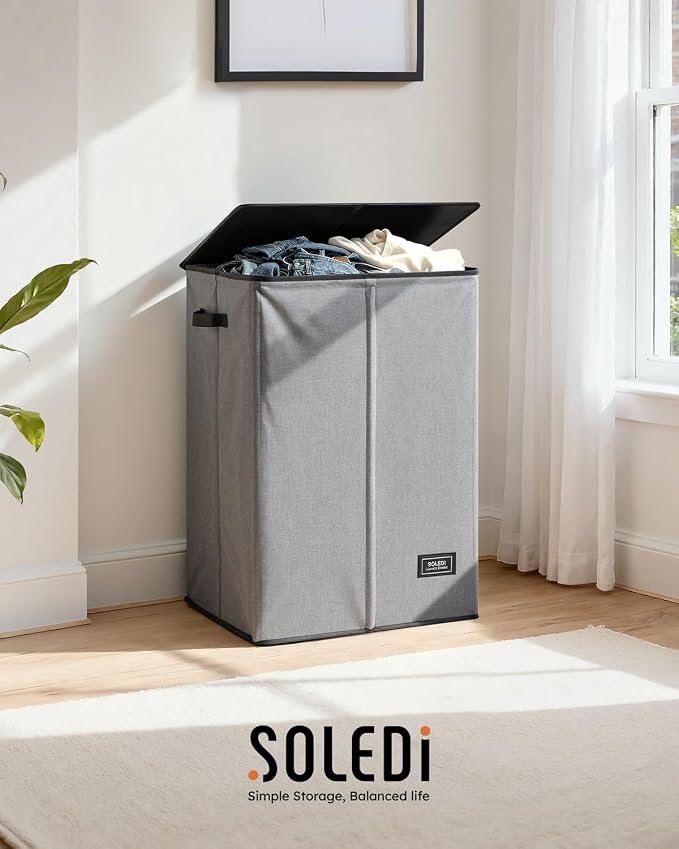 SOLEDI Laundry Hamper with Lid 130L Large & Tall Collapsible Laundry Basket - Image 9