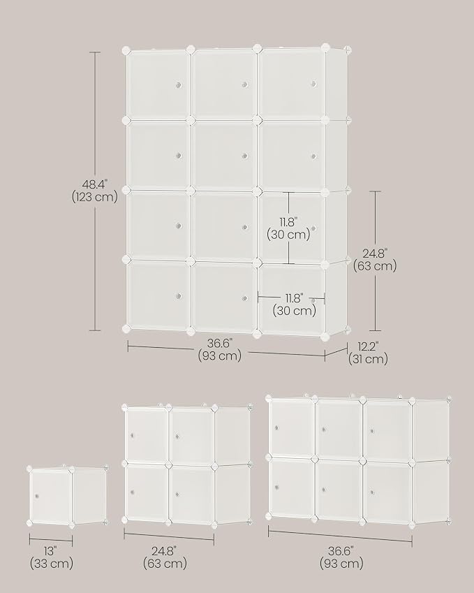 SONGMICS Cube Storage Organizer, Closet Storage Shelves, DIY Plastic Closet - Image 2