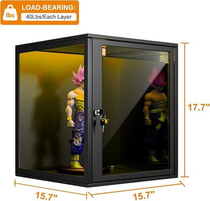 NAIZEA Display Case w/Lock, 17.7"x15.7"x15.7" LED Dustproof Show Case - Image 2
