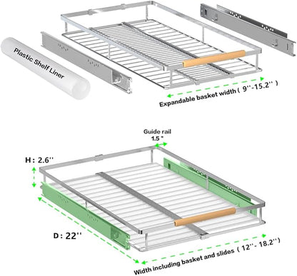Pull Out Cabinet Drawer Organizer, Heavy Duty Slide Out Pantry Shelves Sliding - Image 3