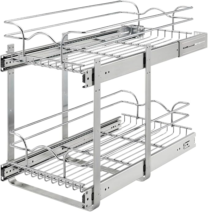 Rev-A-Shelf 2-Tier Kitchen Cabinet Pullout Shelf and Drawer Organizer Slide Out by Rev-A-Shelf