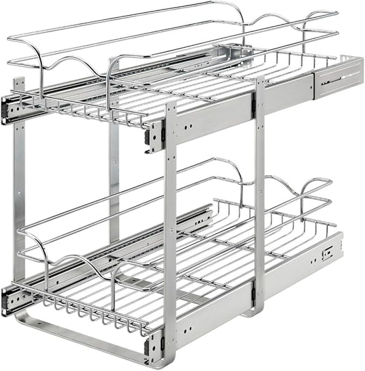 Rev-A-Shelf 2-Tier Kitchen Cabinet Pullout Shelf and Drawer Organizer Slide Out by Rev-A-Shelf