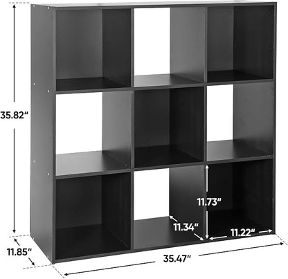 SUPER DEAL 9 Cube Open Shelf Bookcase 3 Tier Bookshelf Wood Cabinet Storage - Image 3