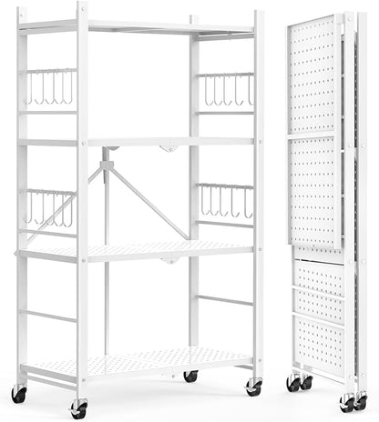 Himix Storage Shelves with 20 Hooks, 4-Tier Foldable Shelves - Image 8
