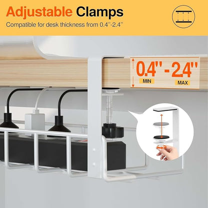 3 Pack Cable Management Under Desk Tray, 47.1" No Drill Under Desk Wire - Image 6