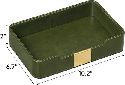 PU Leather Valet Tray with Gold Accent, Decorative Nightstand Organizer Desk - Image 5
