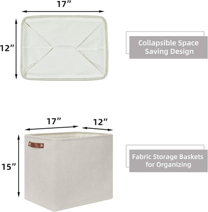 HNZIGE Collapsible Canvas Linen Storage Basket, Large Fabric Cloth Baskets - Image 2