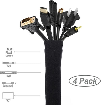 JOTO 4 Pack Cable Management Sleeve 19-20 Inches -Black | Cord Organizer System - Image 2