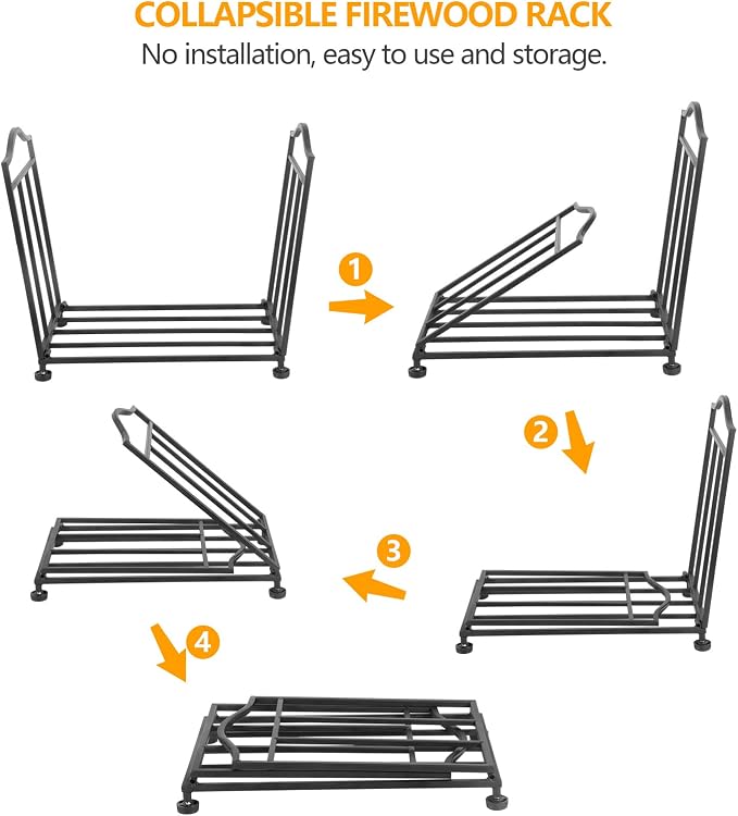 Firewood Rack, Foldable Firewood Holder, Firewood Storage Rack - Image 6