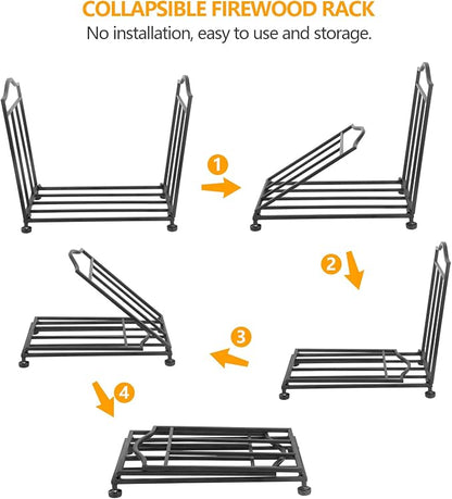 Firewood Rack, Foldable Firewood Holder, Firewood Storage Rack - Image 6