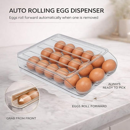 Egg Holder for Fridge with Rolling Auto Dispense, Egg Dispenser for Refrigerator - Image 3