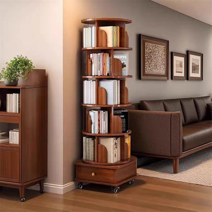 Rotating Bookshelf 5 Tier Bookcase - Image 6