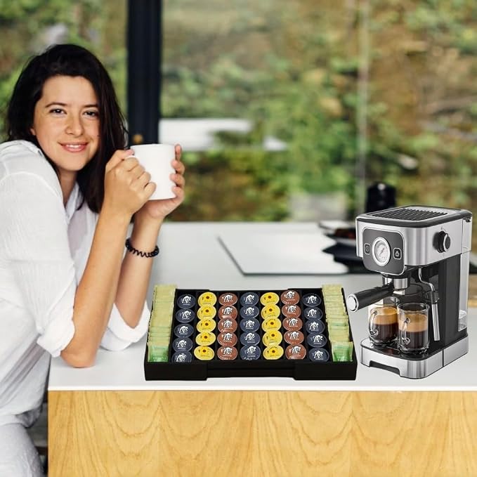 K Cup Holder Bamboo Coffee Pod Holder Drawer Organizer, Expandable K Cup Pod - Image 7