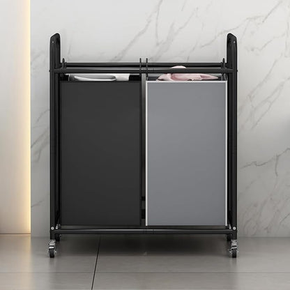 SUOERNUO Laundry Hamper Basket 2 Bag Laundry Sorter Cart - Image 3