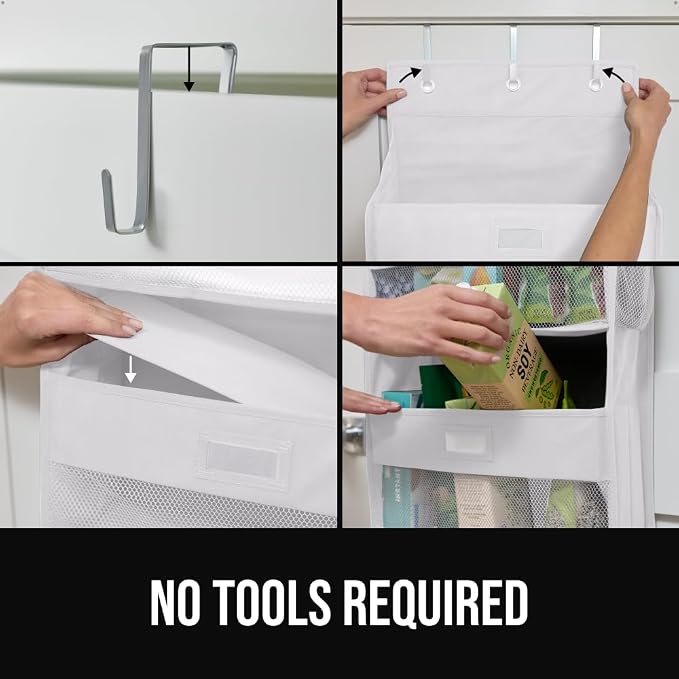 GORILLA GRIP Over The Door Organizer Storage, 5 Deep Hanging Shelves, Holds - Image 7