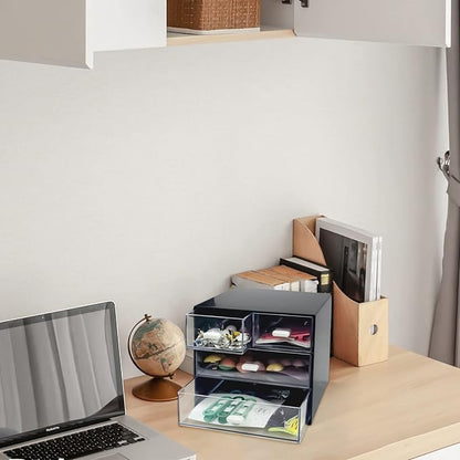 Desk Organizer with Drawer, Desk Storage Box, Plastic Office Stationery - Image 7