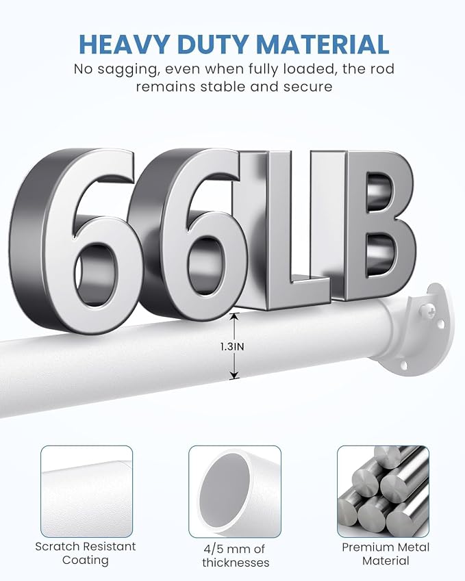 3 PACK Closet Rods for Hanging Clothes, 17 to 28 Inches Stepless Adjustable - Image 4