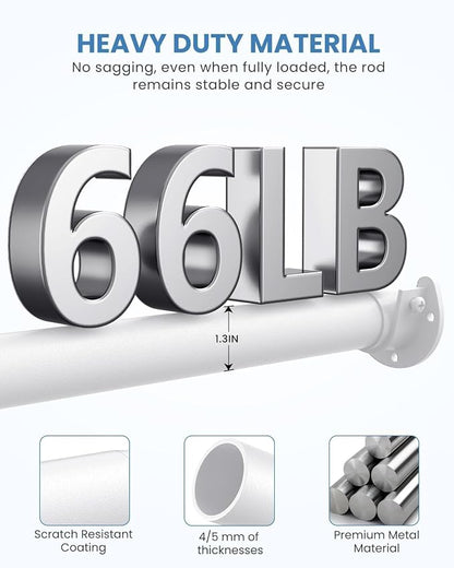 2 PACK Closet Rods for Hanging Clothes, 17 to 69 Inches Stepless Adjustable - Image 4