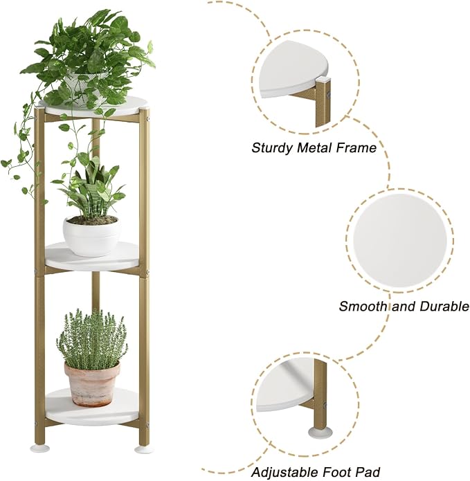 Plant Stand Indoor Outdoor 2 Tier Tall Metal Corner Storage Tiered Plant Shelf - Image 4