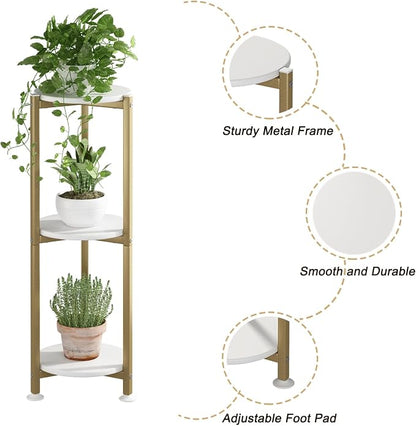 Plant Stand Indoor Outdoor 2 Tier Tall Metal Corner Storage Tiered Plant Shelf - Image 4