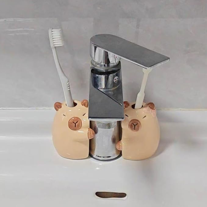 Ceramic Toothbrush Holder for Bathroom, Cute Capybara Shape Tooth Brush Holders - Image 6