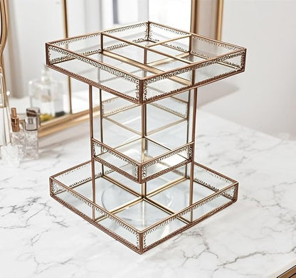 Vintage Glow Antique 360 Degree Rotating Makeup Organizer, 4-Tier Spinning - Image 7