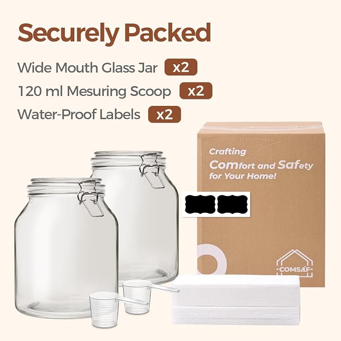 ComSaf Glass Jars with Airtight Lid 0.7 Gallon, Wide Mouth Mason Jars, Canning - Image 8
