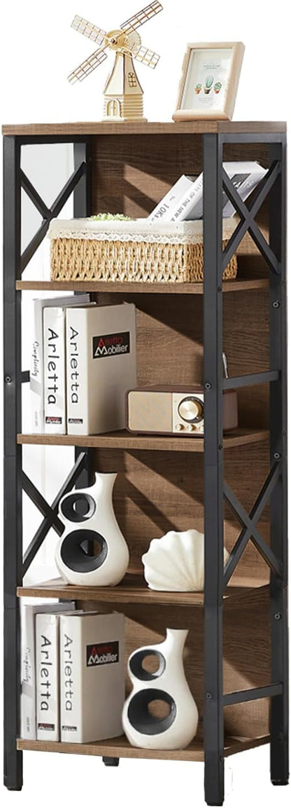 Small Bookshelf, 5 Tier Industrial Bookshelf - Image 7