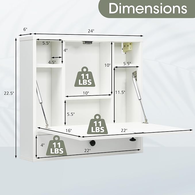 Tangkula Folding Wall Table - Image 3