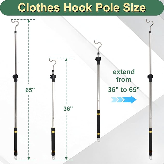 Heavy Duty Closet Hanger Reaching Pole - Image 2