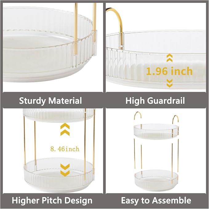 360 Rotating Makeup Organizer, 3 Tier Large Capacity Make Up Organizers and - Image 4