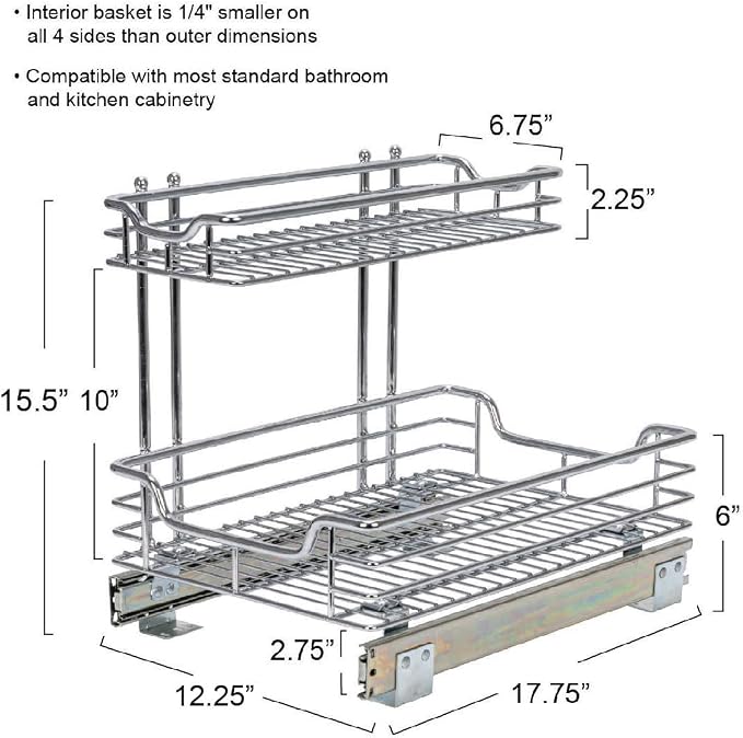 Household Essentials Glidez 2‑Tier Multipurpose Chrome‑Plated Steel - Image 6