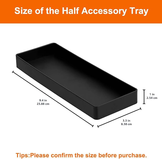 Amazon Basics Rectangular Plastic Desk Organizer, Half Accessory Tray - Image 2