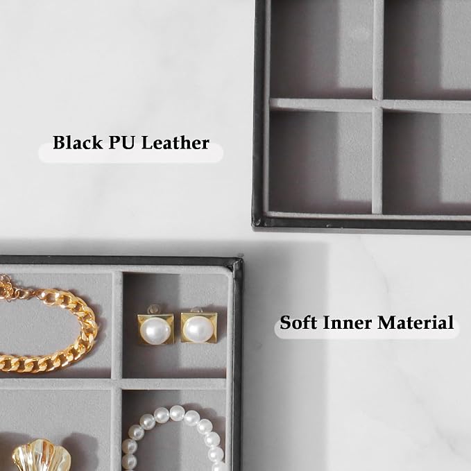 Large Jewelry Organizer Tray 2 Pack, Stackable Jewelry Storage Holder - Image 5
