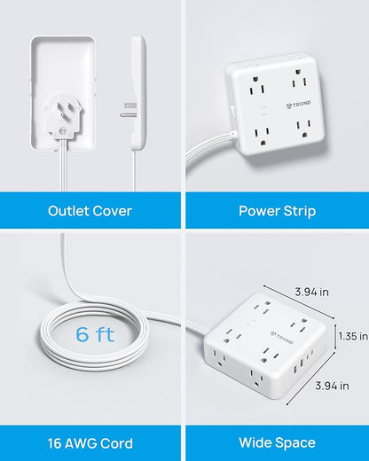 TROND Flat Outlet Cover Extender - 6FT Flat Extension Cord - Image 6