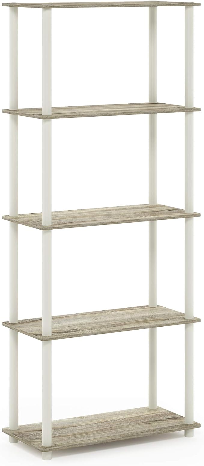 Furinno TURN-N-TUBE Storage Shelves, 5-Tier Book Shelf, Corner Shelf, Toolless - Image 6